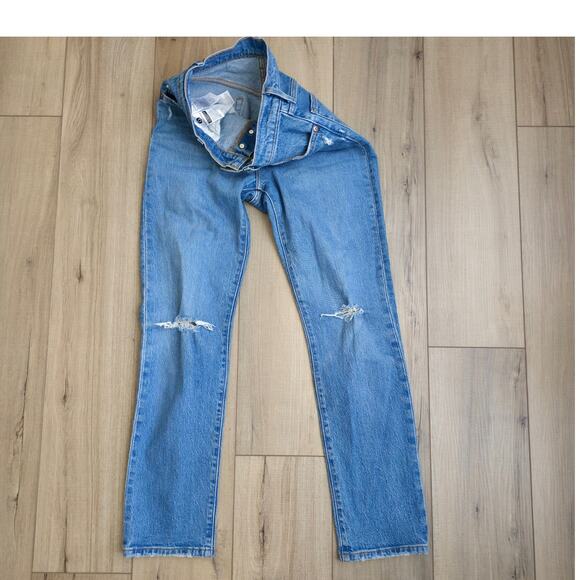 Levi's 501 Original Fit Ripped Light Wash Button Fly Jeans Women Sz 25 - Picture 3 of 9